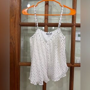 Walter Baker Lyric Top in White and Black Swiss Dot - Camisole Elegant Tank